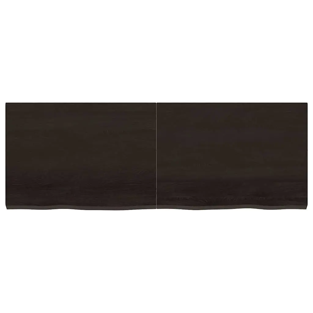 Solid Oak Table Top Handmade Dark Brown 140cm x 50cm Live Edge Treated
