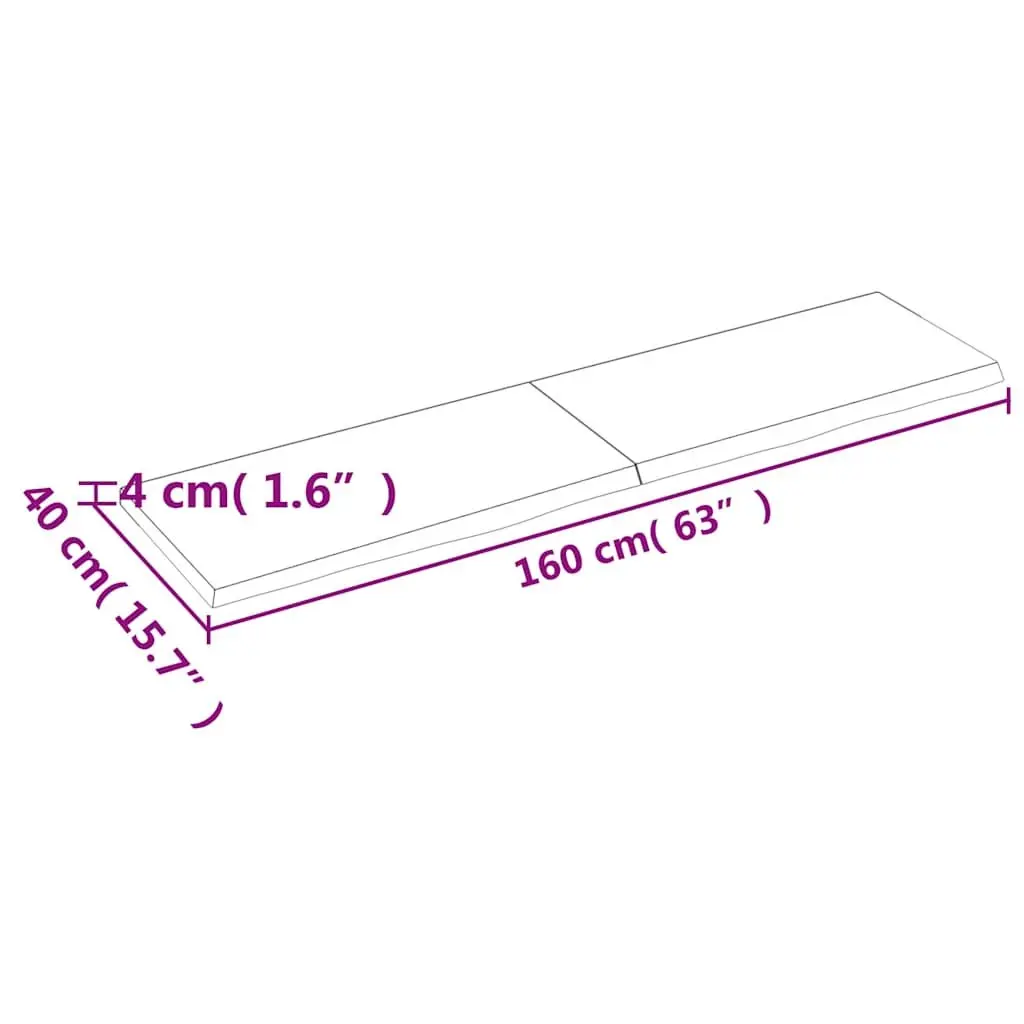 Solid Oak Wood Table Top Dark Brown 160x40cm Replacement Board Folding