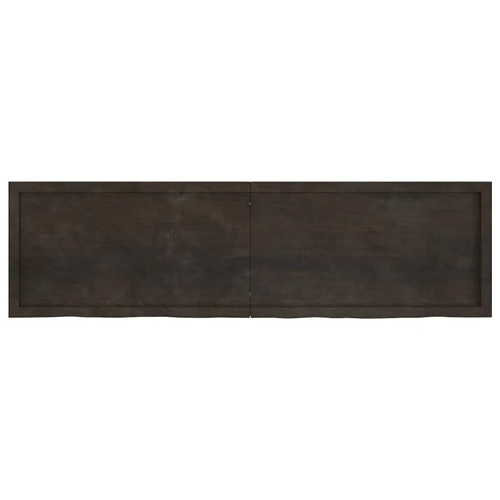 Solid Oak Wood Table Top Dark Brown 180x50cm Treated Wooden Tabletop Live Edge