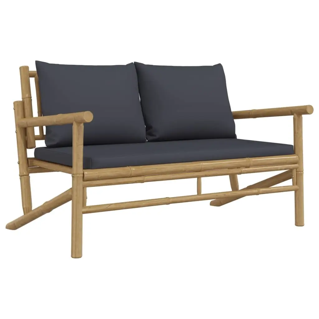 Bamboo Garden Lounge Set 4 Piece Brown Outdoor Furniture with Cushions