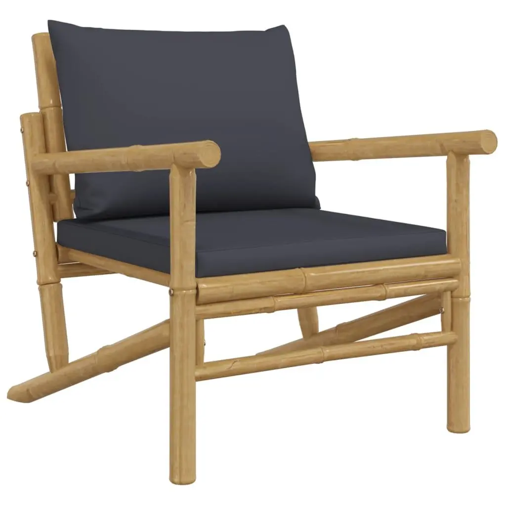 Garden Lounge Set 3 Piece Outdoor Furniture Bamboo Sofa with Cushions Brown