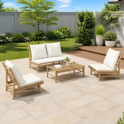Practical Bamboo Lounge Set for Outdoor Gatherings