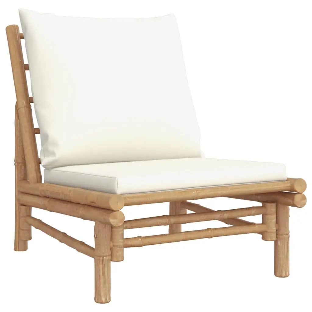 5 Piece Modular Lounge Set Brown Bamboo Outdoor with Cushions