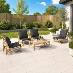 Practical 5-Piece Bamboo Lounge Set for Any Outdoor Area