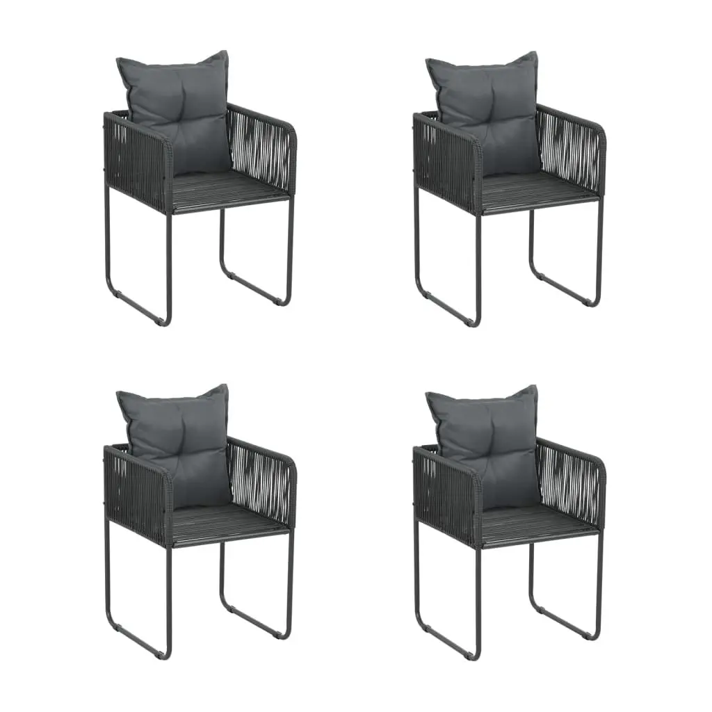 5 Piece Garden Dining Set PE Rattan Powder-coated Steel Tempered Glass Black