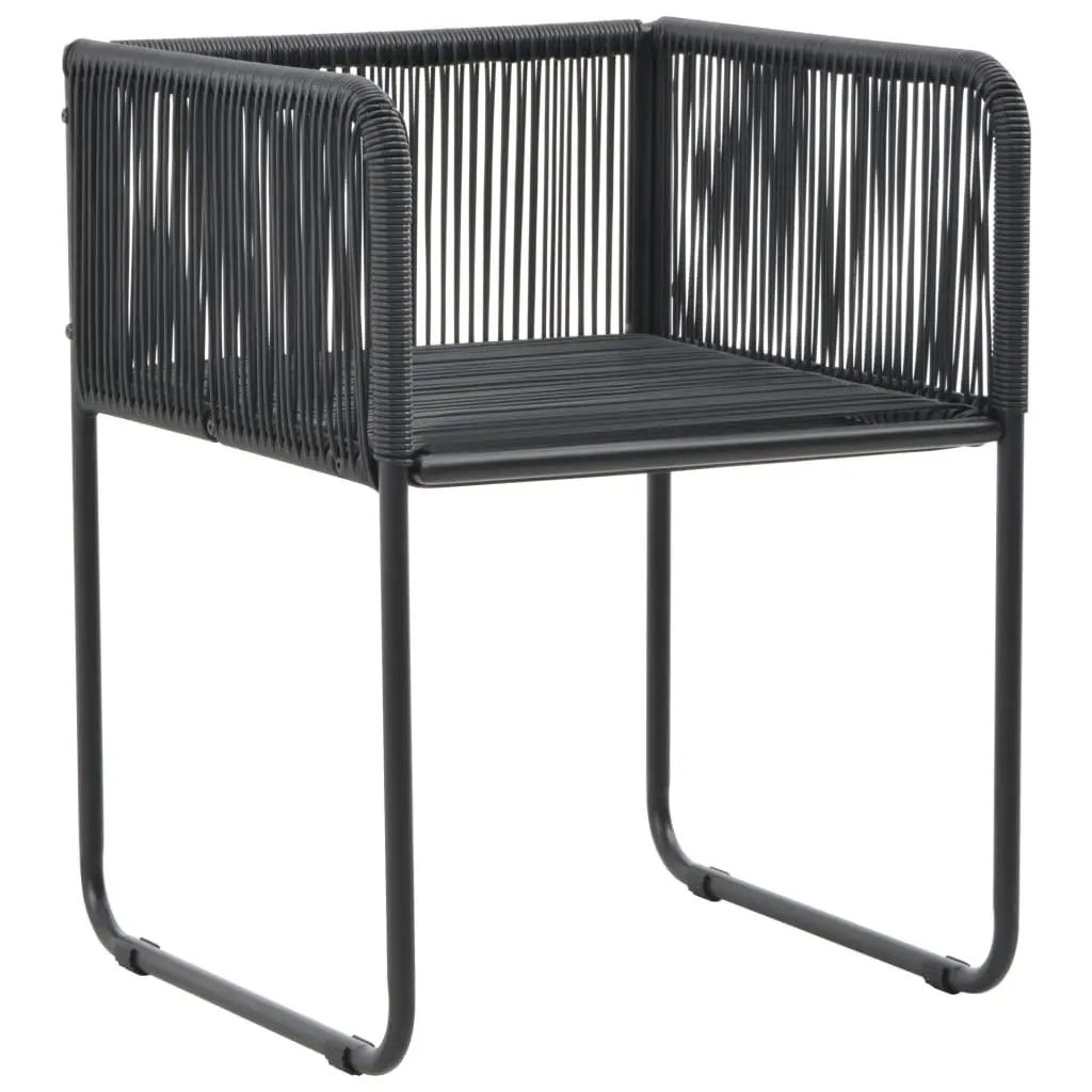5 Piece Garden Dining Set PE Rattan Powder-coated Steel Tempered Glass Black