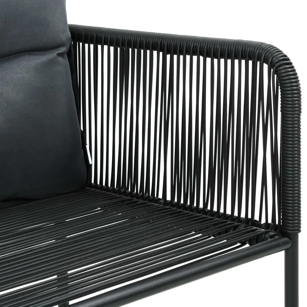 7 Piece Garden Dining Set PE Rattan Glass Table Black Outdoor Furniture