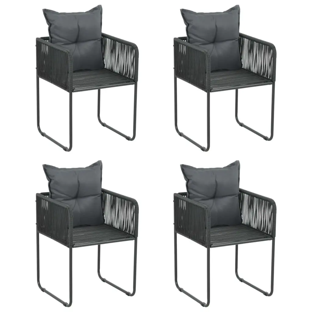 5 Piece Outdoor Garden Dining Set PE Rattan Steel Frame Tempered Glass Black