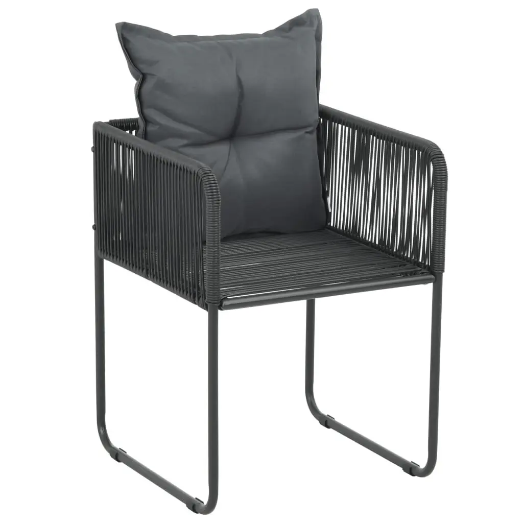 5 Piece Outdoor Garden Dining Set PE Rattan Steel Frame Tempered Glass Black