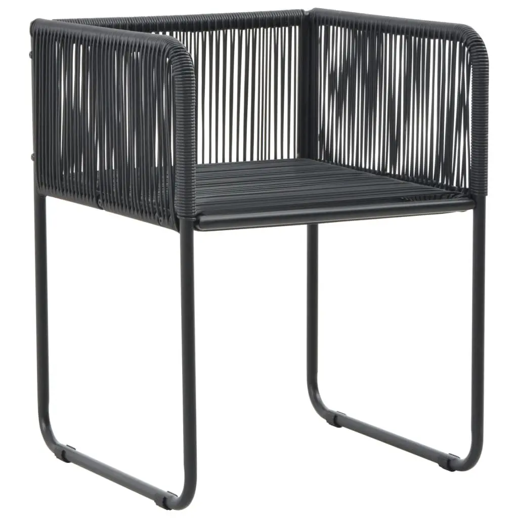 5 Piece Outdoor Garden Dining Set PE Rattan Steel Frame Tempered Glass Black