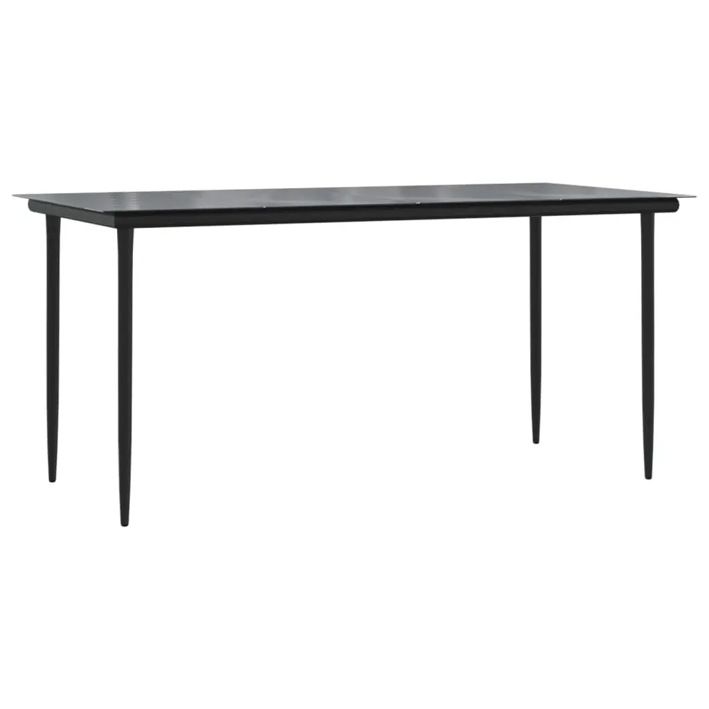 5 Piece Outdoor Garden Dining Set PE Rattan Steel Frame Tempered Glass Black