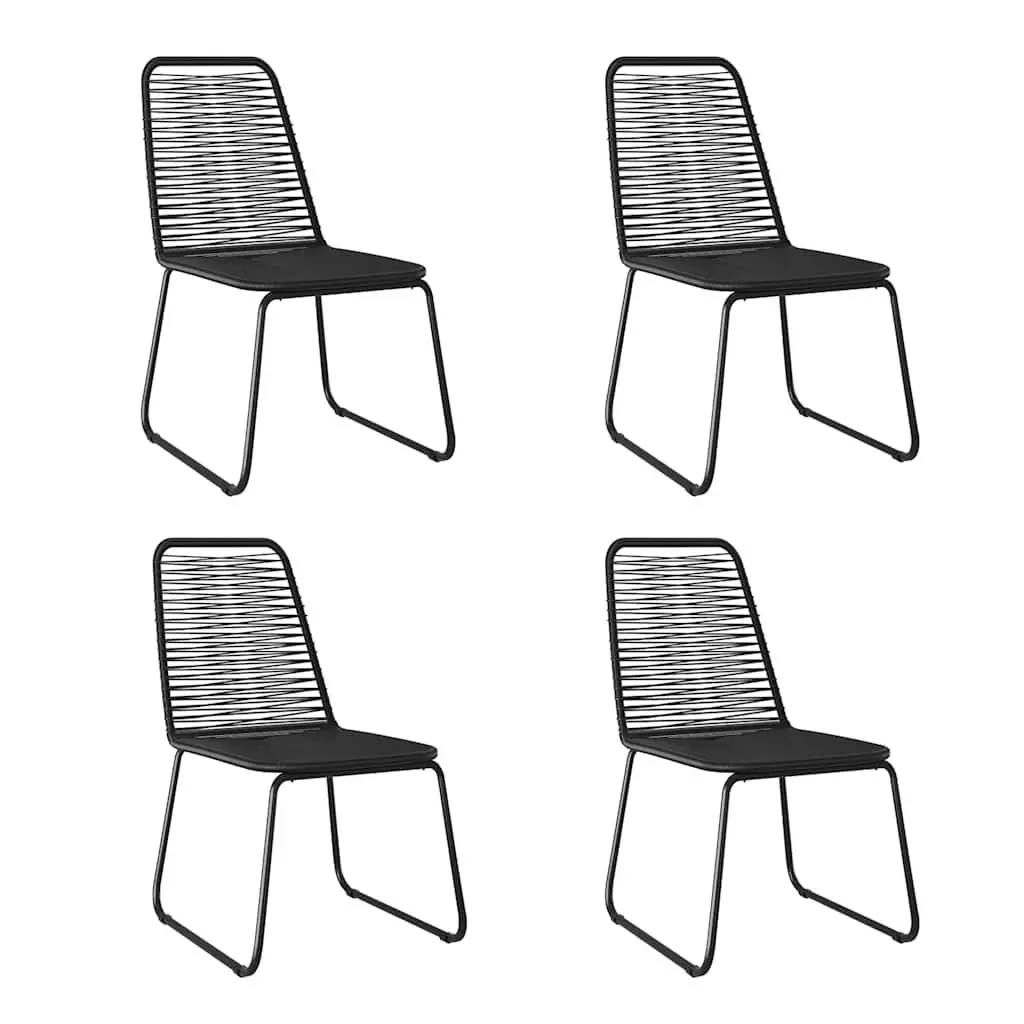 Garden Dining Set PE Rattan 5 Piece Outdoor Furniture Black Table Chairs