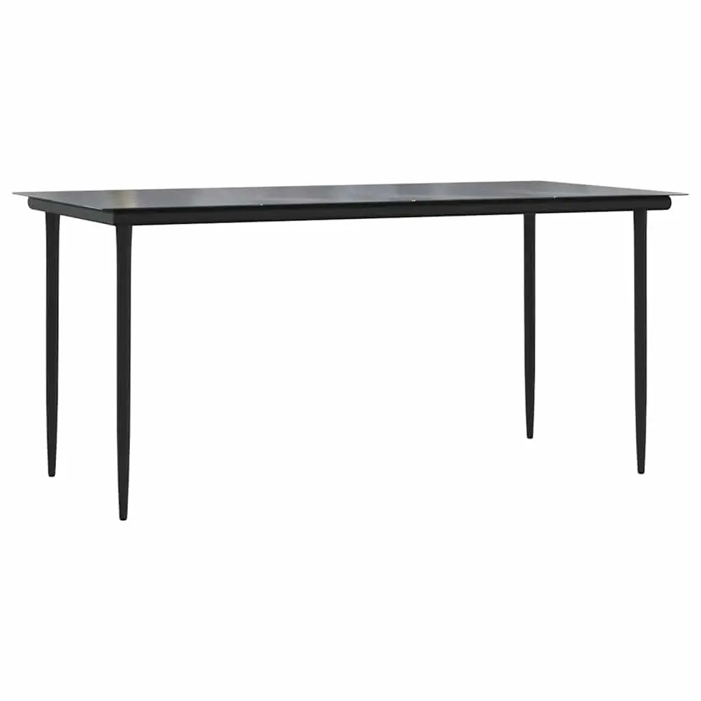 Garden Dining Set PE Rattan 5 Piece Outdoor Furniture Black Table Chairs