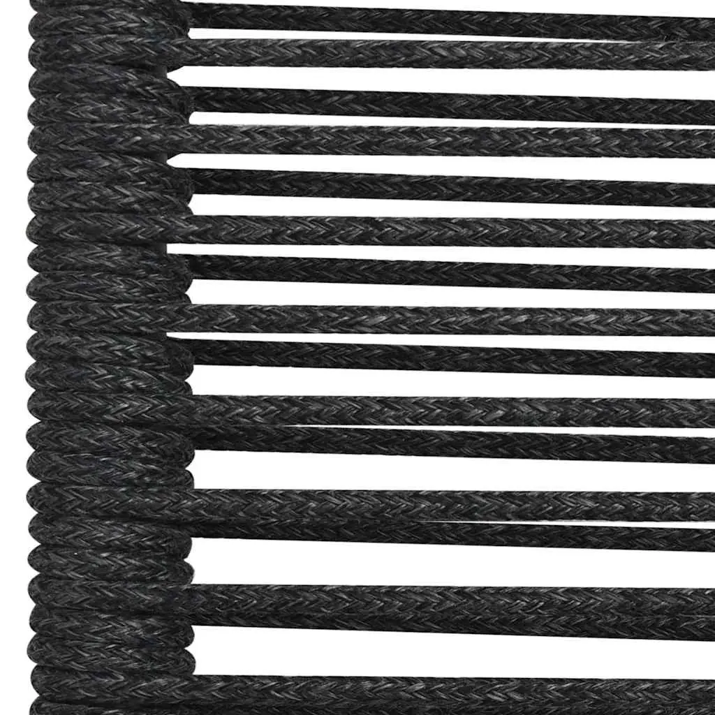 7 Piece Garden Dining Set Steel Black Cotton Rope Outdoor Patio Furniture