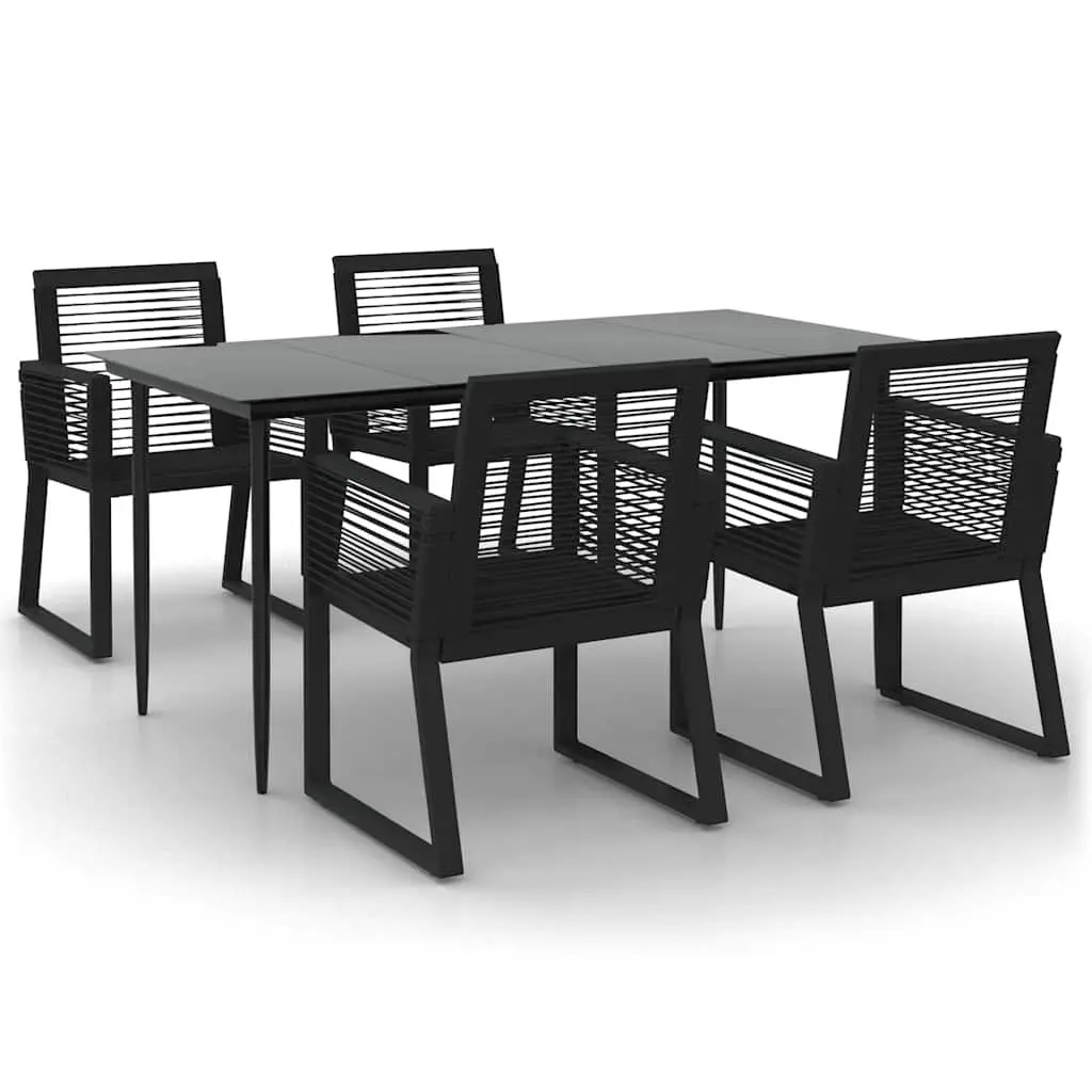 Outdoor Garden Dining Set 5 Piece Black Rattan Chairs Table Furniture Patio