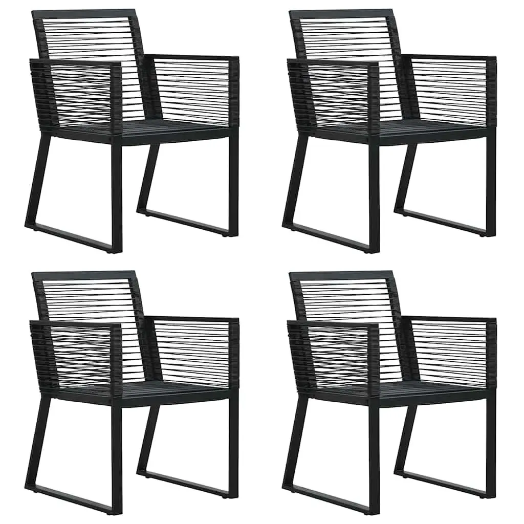 Outdoor Garden Dining Set 5 Piece Black Rattan Chairs Table Furniture Patio