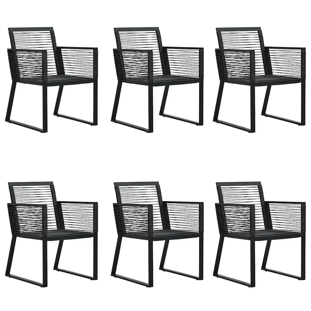 7 Piece Garden Dining Set Black PVC Rattan Weave Outdoor Table Chairs