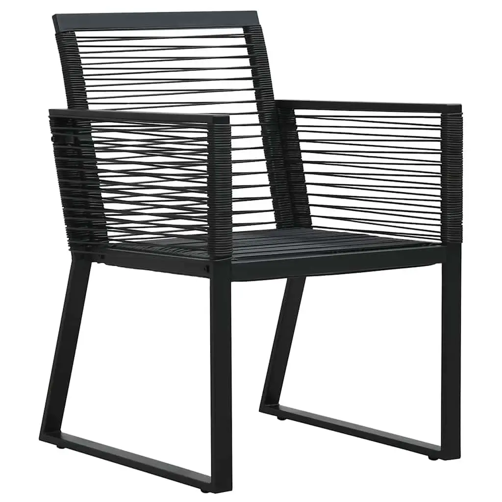 7 Piece Garden Dining Set Black PVC Rattan Weave Outdoor Table Chairs
