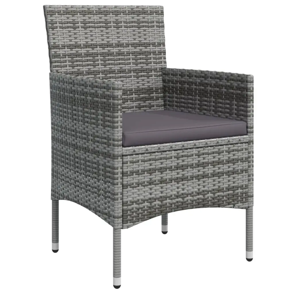 Garden Dining Set 5 Piece PE Rattan Powder Coated Steel Grey Black Outdoor Furniture