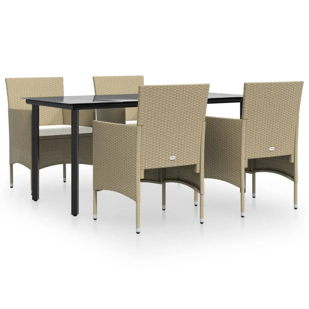 Garden Dining Set PE Rattan 5 Piece Outdoor Furniture Beige Black