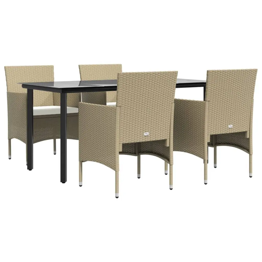 Garden Dining Set PE Rattan 5 Piece Outdoor Furniture Beige Black