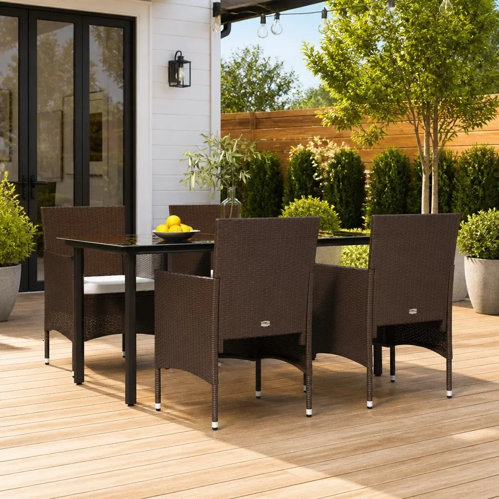 Garden Dining Set 5 Piece Outdoor Furniture Table Chairs Cushions Weather