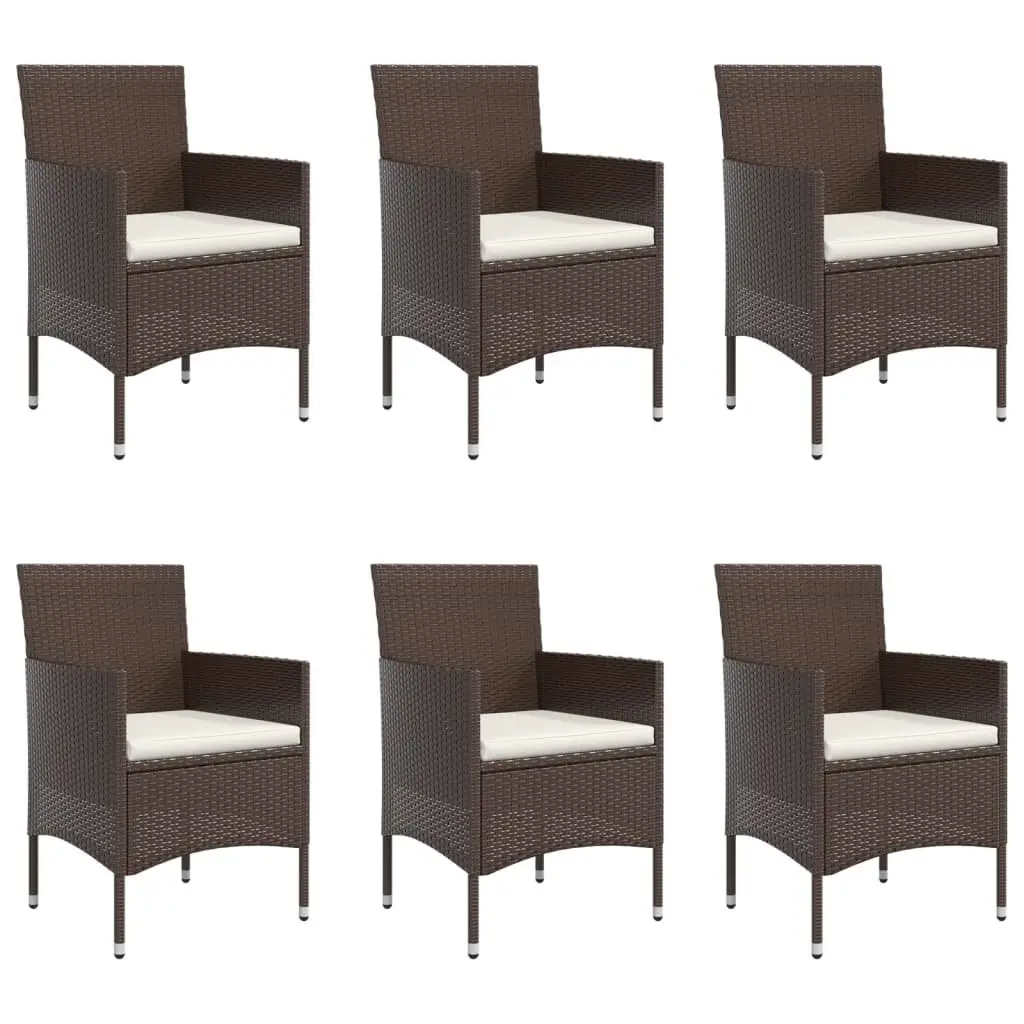 7 Piece Garden Dining Set Outdoor Furniture with Cushions Brown Black