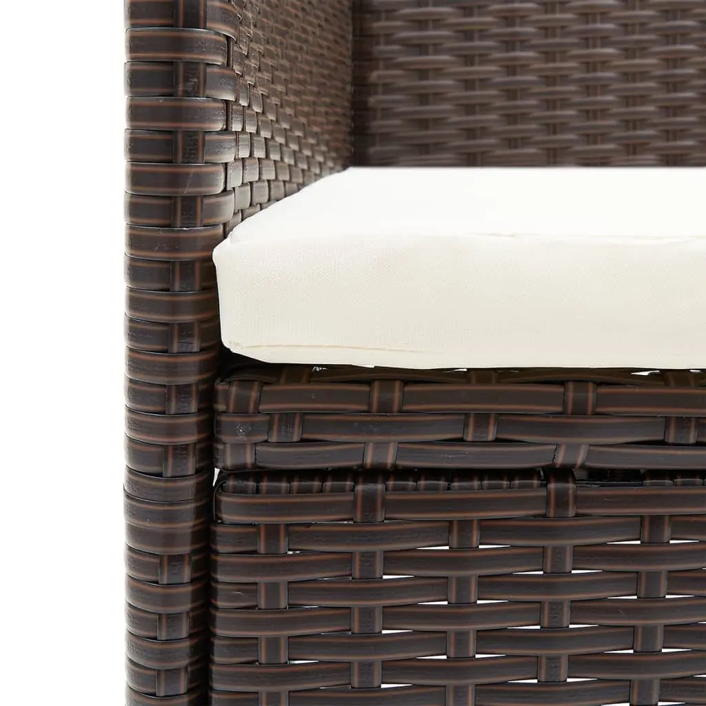 Outdoor Furniture Set 5 Piece Brown Sturdy PE Rattan Table Chairs Cushions