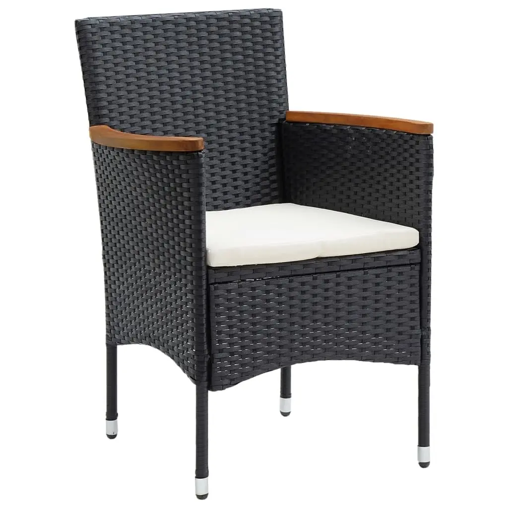 Outdoor Garden Dining Set PE Rattan Powder-coated Steel 5 Piece Black