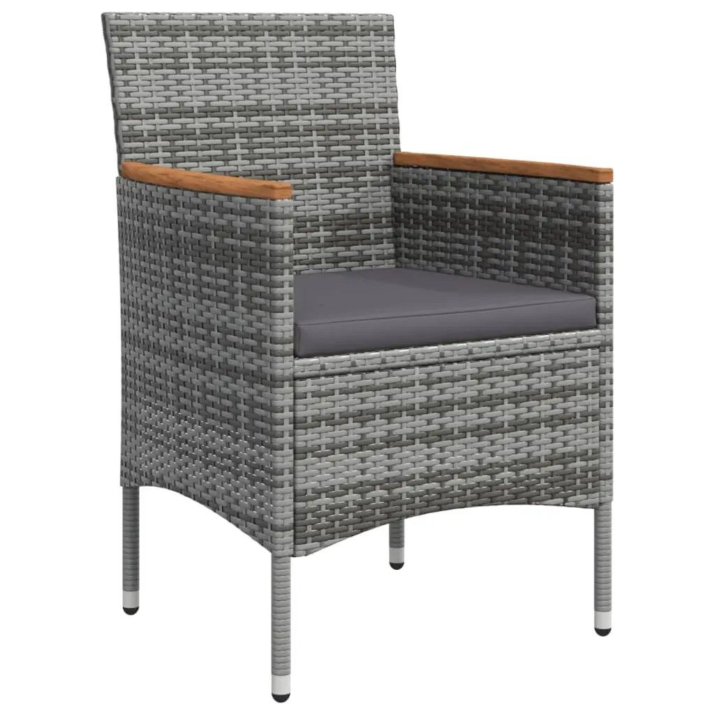 Outdoor Dining Set 5 Piece Grey Rattan Table with Cushions and Chairs Furniture