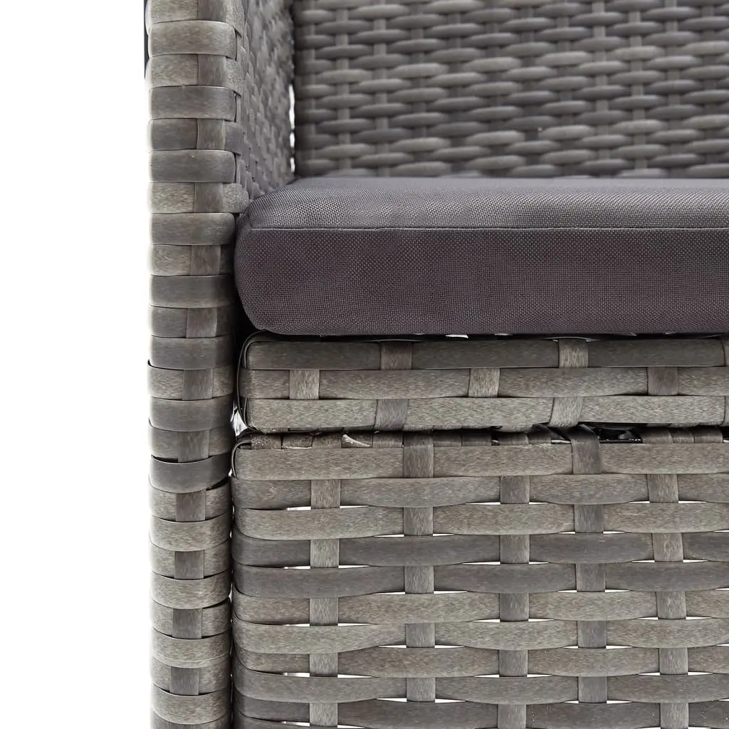 Outdoor Dining Set 5 Piece Grey Rattan Table with Cushions and Chairs Furniture