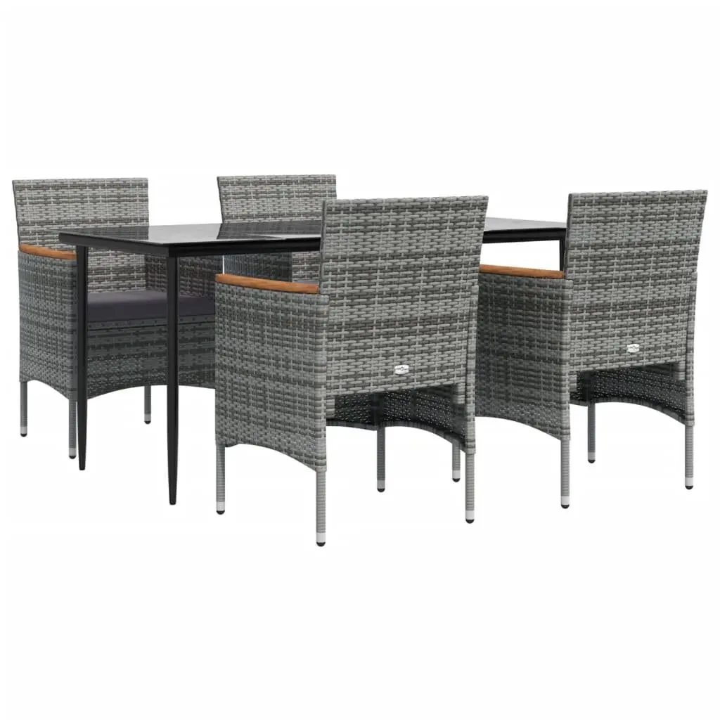 Garden Dining Set 5 Piece Weather-resistant PE Rattan Powder-coated Steel Grey Black