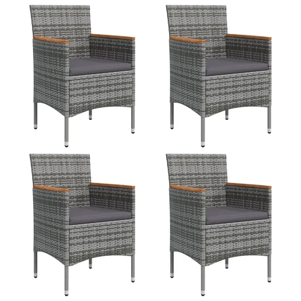 Garden Dining Set 5 Piece Weather-resistant PE Rattan Powder-coated Steel Grey Black