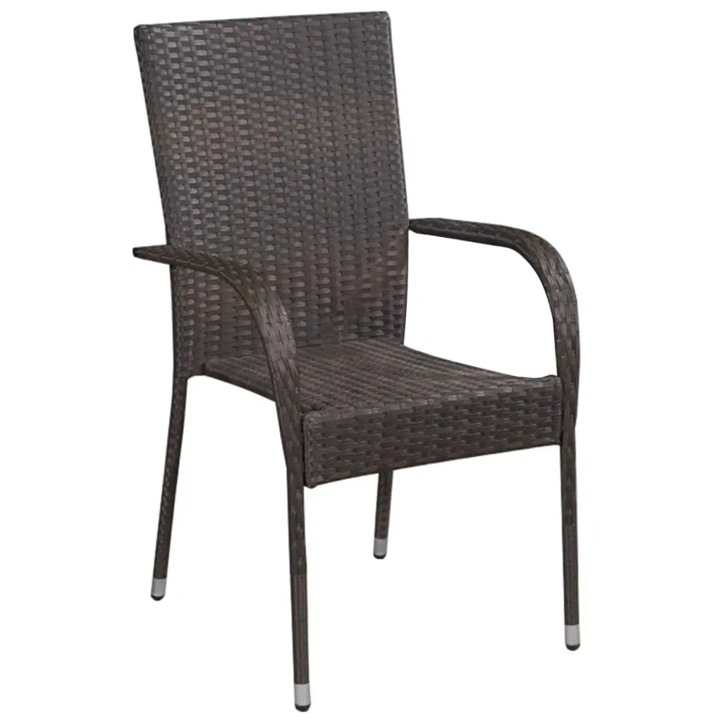 Outdoor Dining Set Poly Rattan 5 Piece Garden Furniture Brown Steel Table Chairs