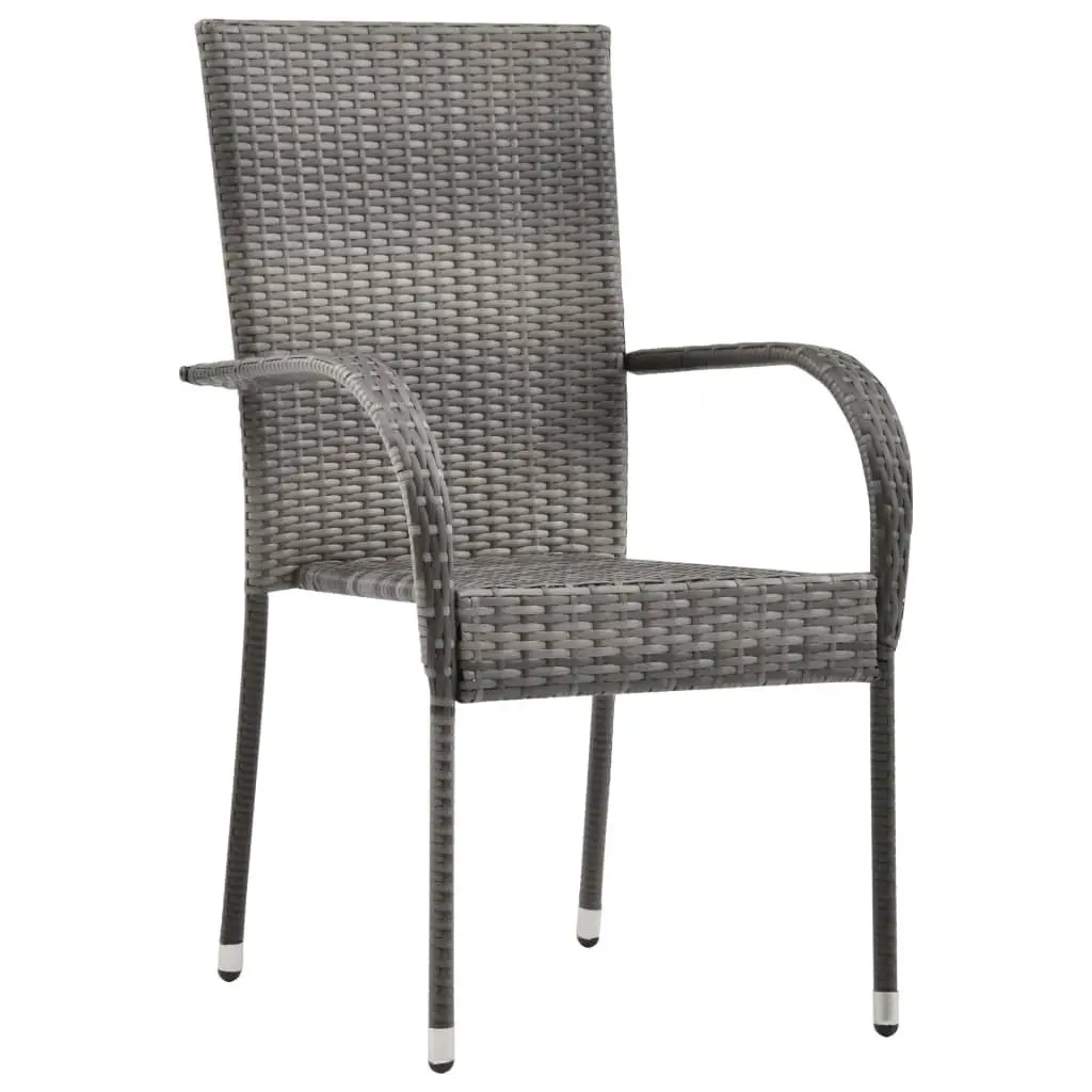 5 Piece Garden Dining Set Grey Outdoor Furniture Poly Rattan Chairs Table