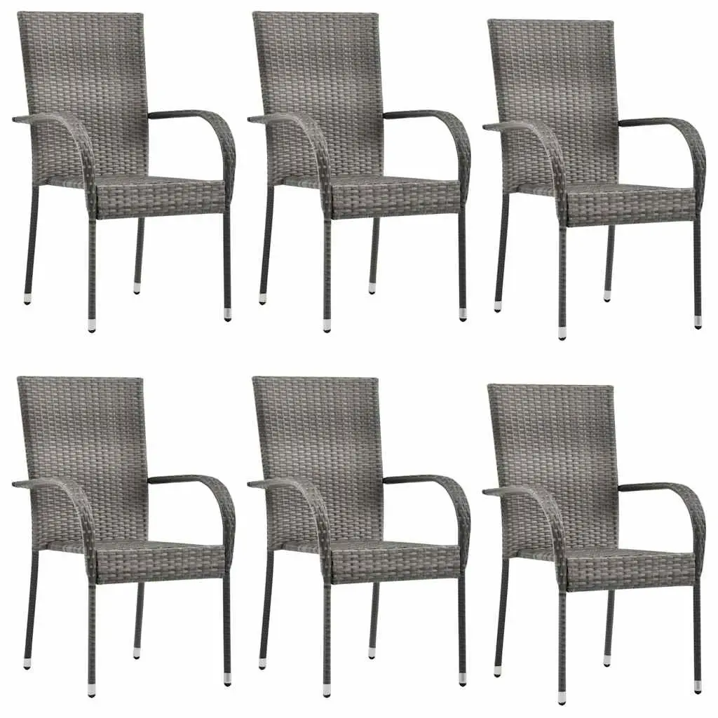 Outdoor Garden Dining Set 7 Piece Grey Poly Rattan Patio Furniture Chairs Table