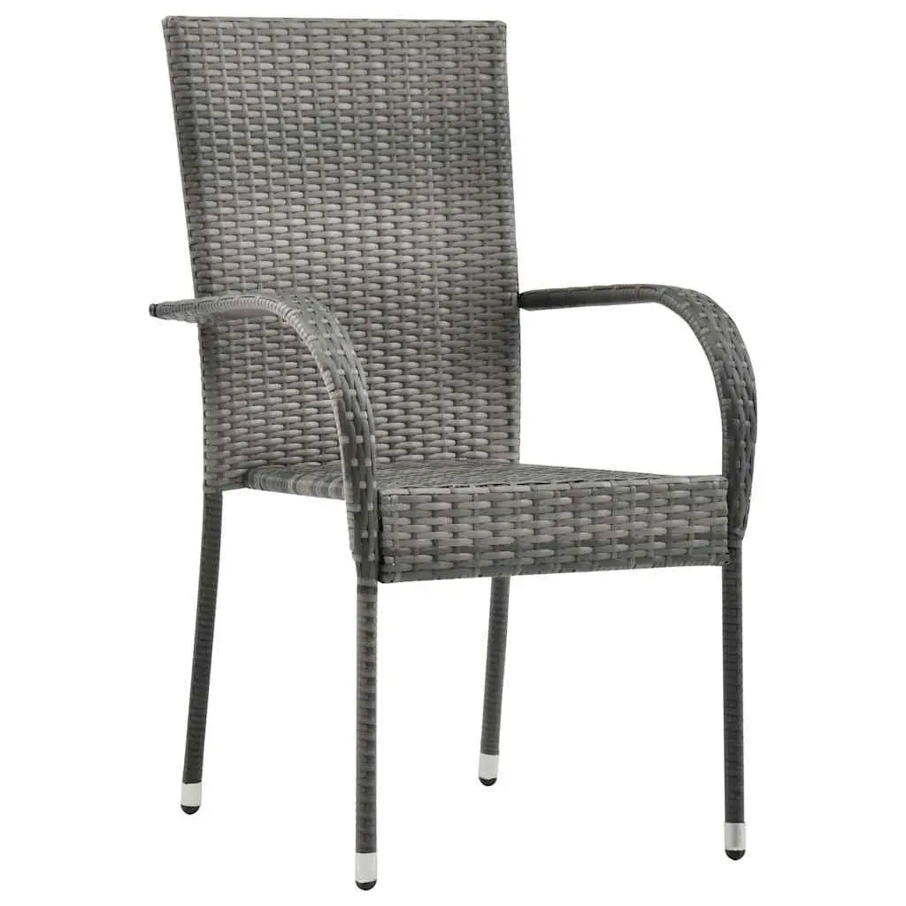 Outdoor Garden Dining Set 7 Piece Grey Poly Rattan Patio Furniture Chairs Table
