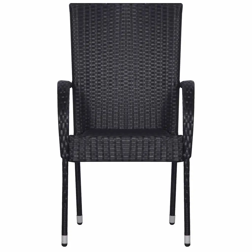5 Piece Outdoor Dining Set Black PE Rattan Table Chairs Weather Resistant