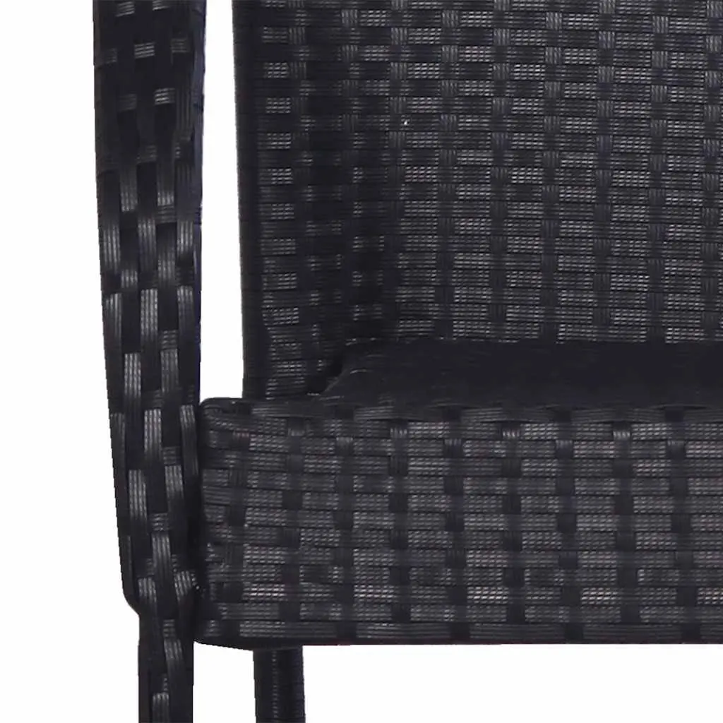5 Piece Outdoor Dining Set Black PE Rattan Table Chairs Weather Resistant