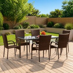 Practical 7-Piece Brown Outdoor Dining Set for Any Home