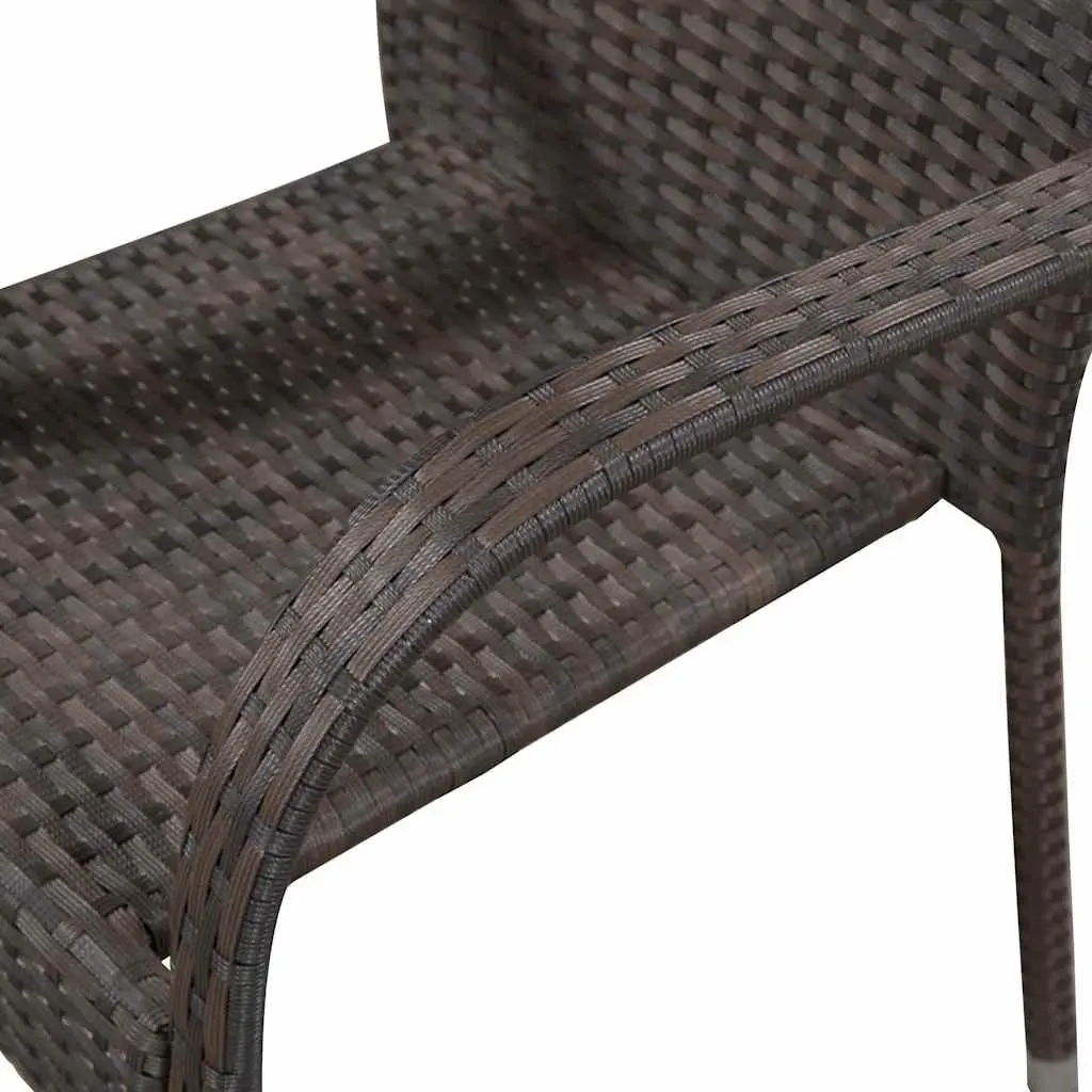 Outdoor Dining Set 7 Piece Brown Poly Rattan Garden Furniture Patio Table Chairs