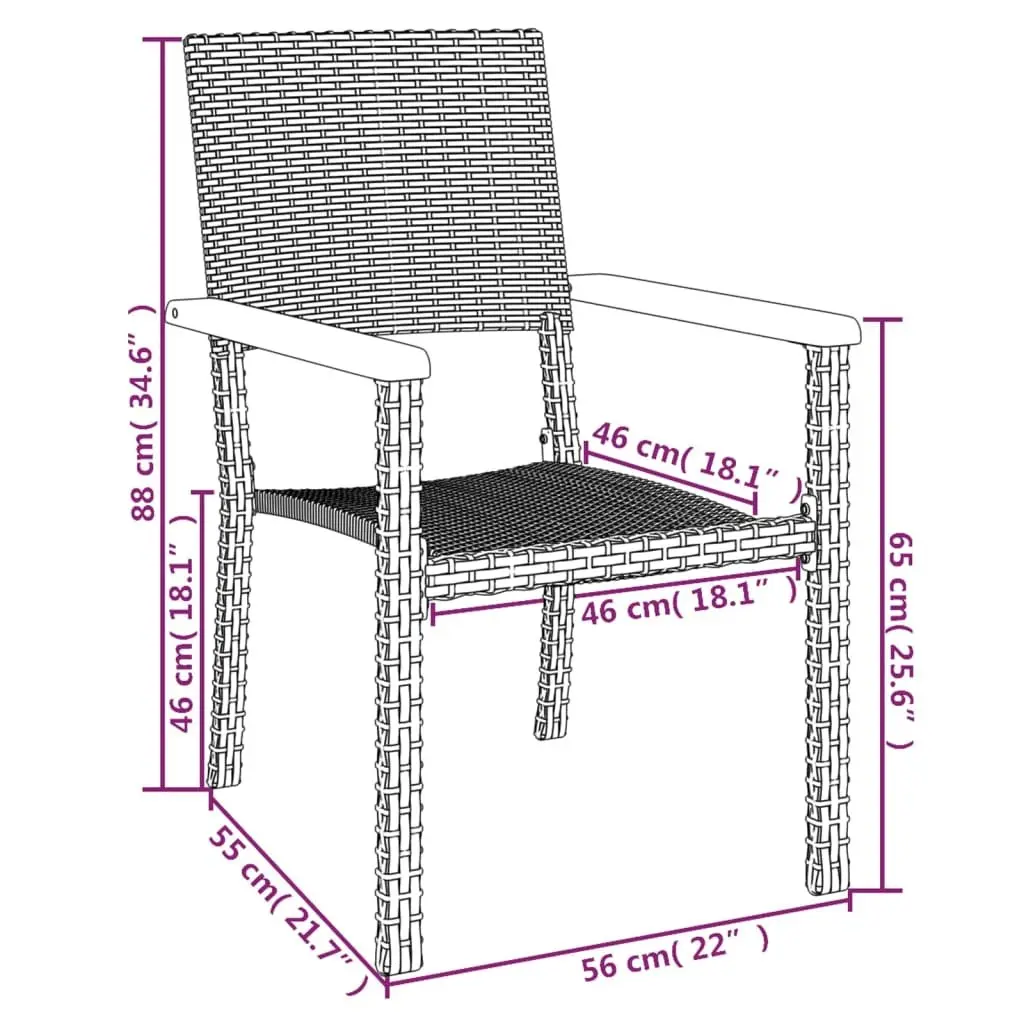 5 Piece Garden Dining Set Black Poly Rattan Outdoor Patio Furniture Table Chairs
