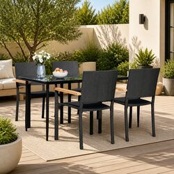 5-Piece Black Garden Dining Set: Practical Outdoor Solution