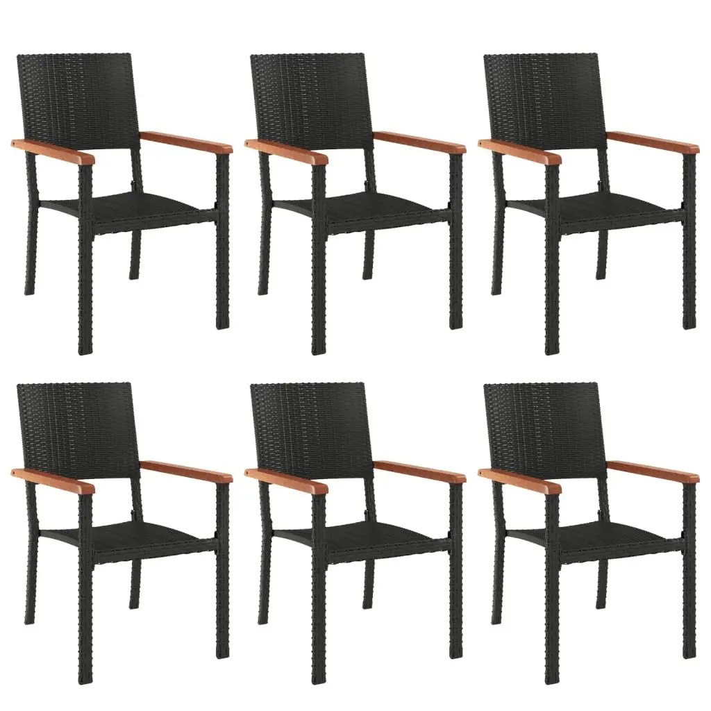 Garden Dining Set 7 Piece Black Poly Rattan Patio Furniture Outdoor Table Chairs