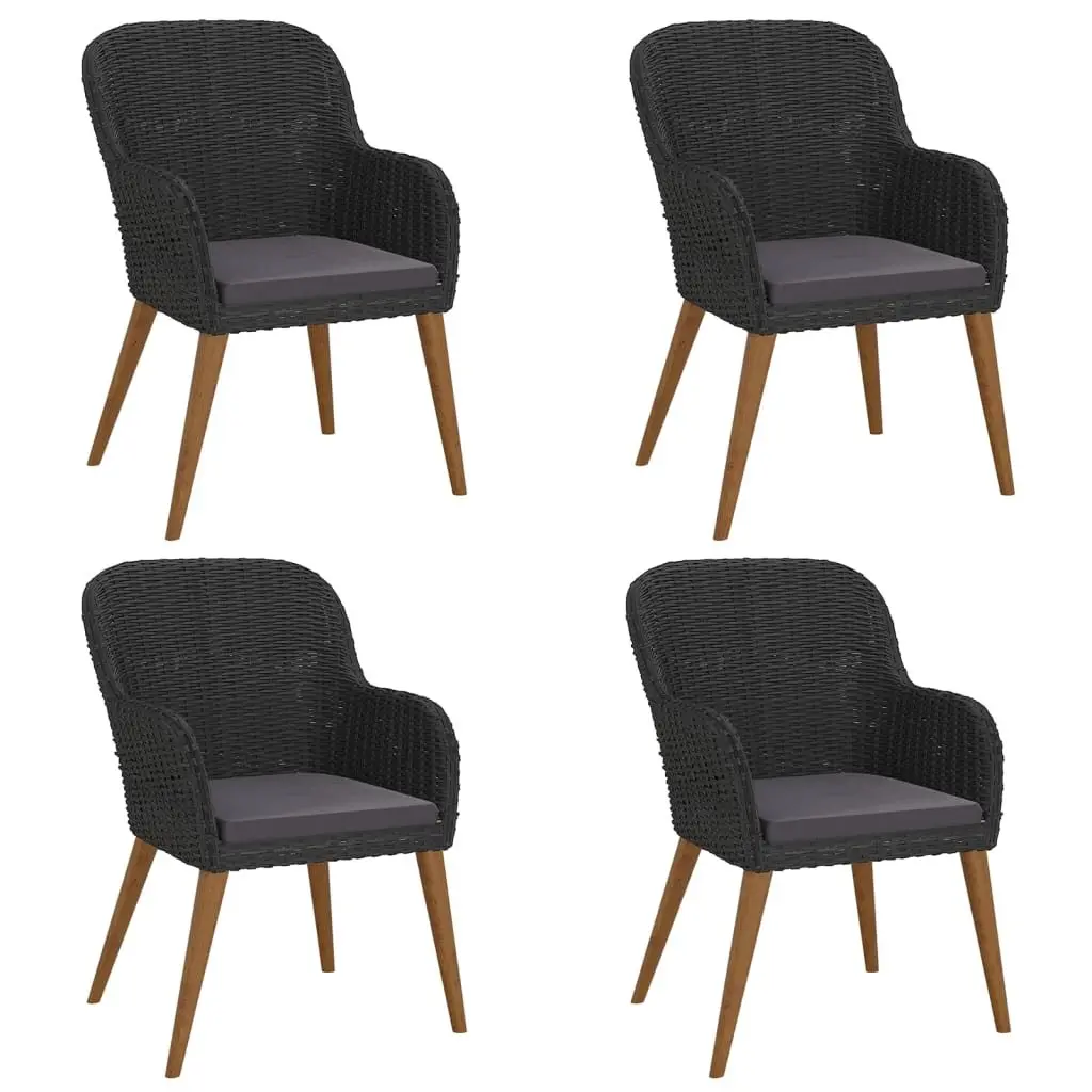 Garden Dining Set Acacia Wood 5 Piece Outdoor Patio Furniture Black