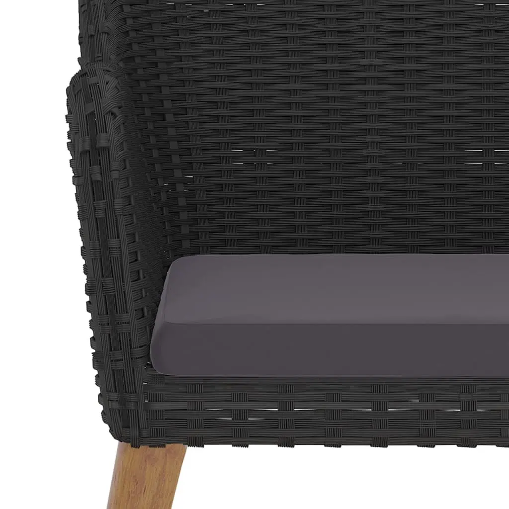 Garden Dining Set Acacia Wood 5 Piece Outdoor Patio Furniture Black