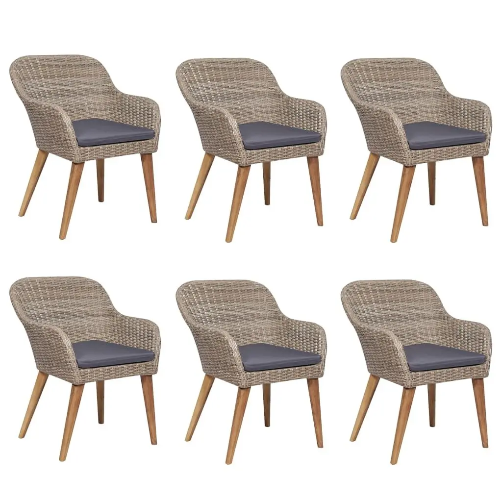 7 Piece Outdoor Garden Dining Set Acacia Wood Tempered Glass Table Cushioned