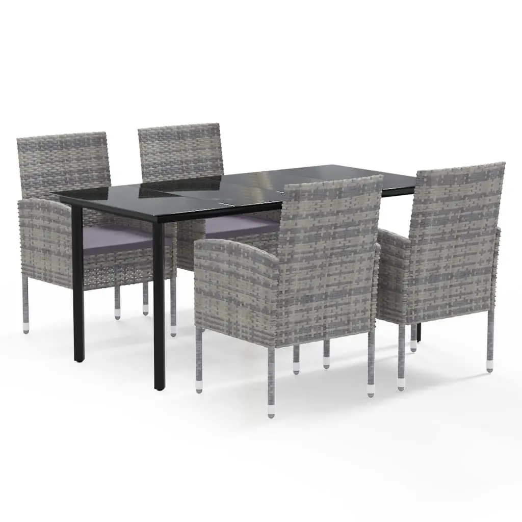 Outdoor Dining Set PE Rattan 5 Piece Garden Furniture with Cushions Anthracite