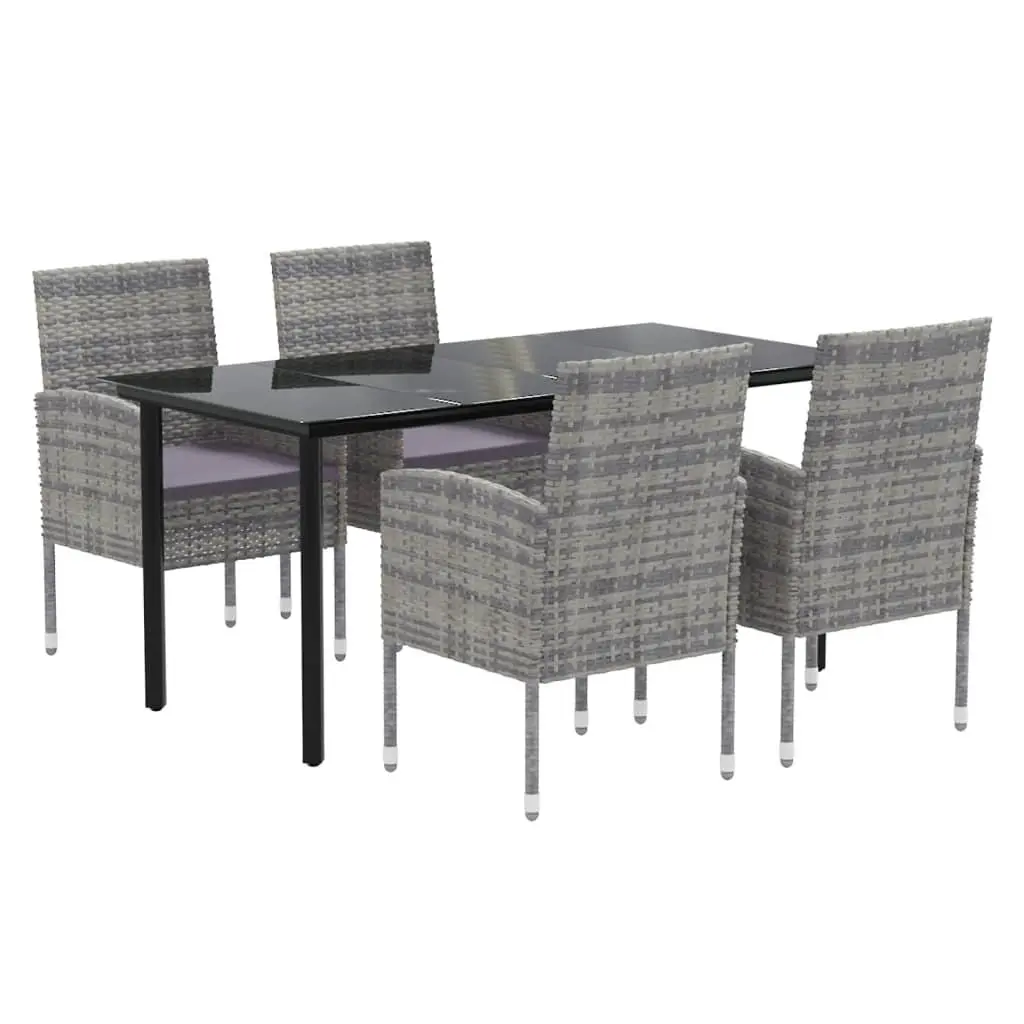Outdoor Dining Set PE Rattan 5 Piece Garden Furniture with Cushions Anthracite