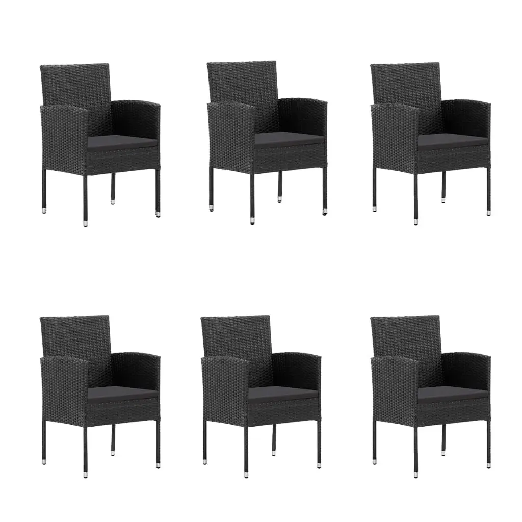 Outdoor Dining Set 7 Piece Poly Rattan Garden Furniture Table Chairs Black
